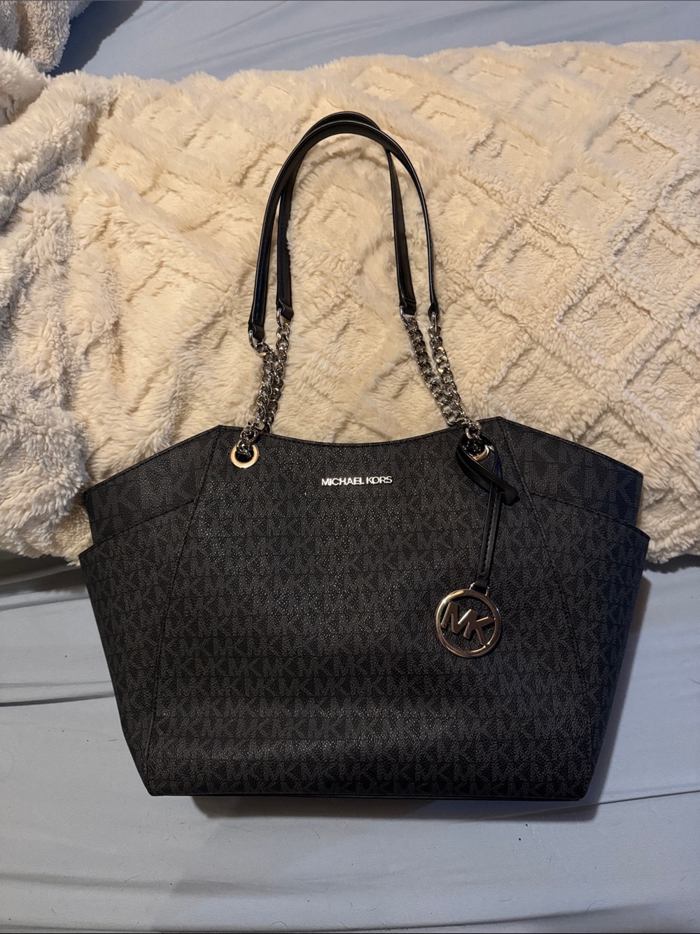 Michael Kors black logo jet set tote